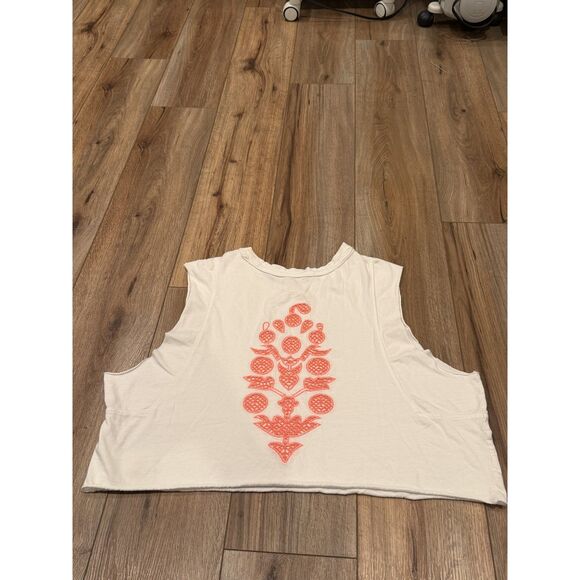 FP Movement by Free People Tops - FP Movement Inspire Crochet Logo Tank Cropped White Coral Size S